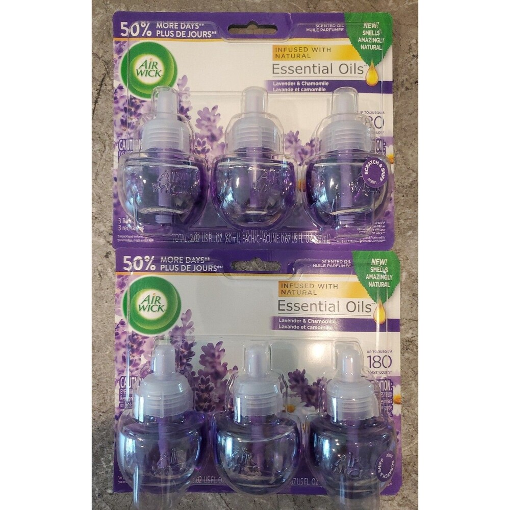 NIP Lot of 6 Air Wick Plug In Refills Lavender & Chamomile Scented Oil